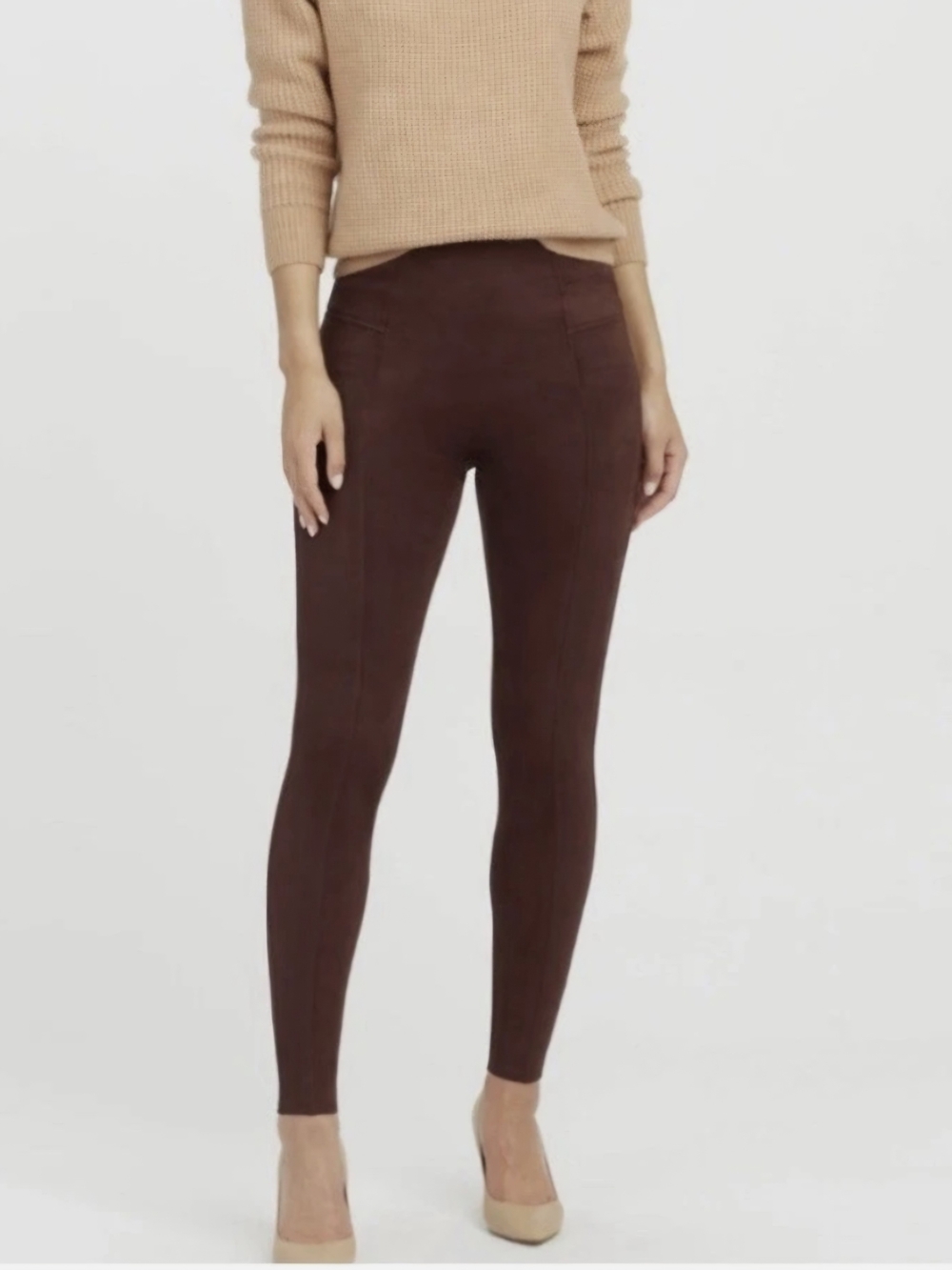 SPANX Faux-Suede High-Rise Leggings Burgundy/Merlot - XL